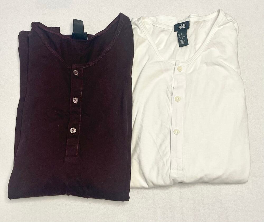 H&M Men's Henley Shirts Bundle (2) - Convertible 3/4 Sleeve - Size XL